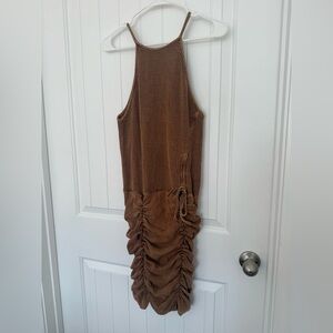 Free People Brown Sleeveless Ruched Dress